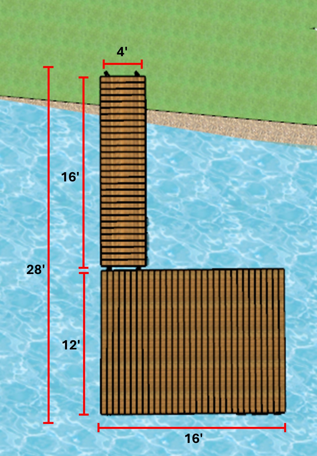 Docks kit 4'x16' Semi-Floating & 12'x16' Floating Heavy Duty Docks