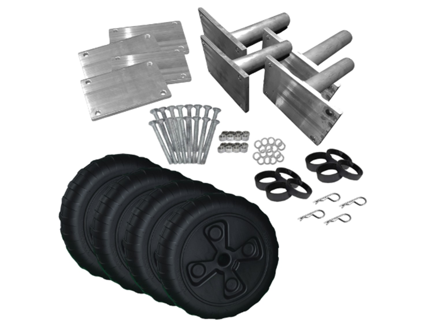 Ensemble de 4 braquettes et roues Standards pour Élévateur à bateau - 9009STD4